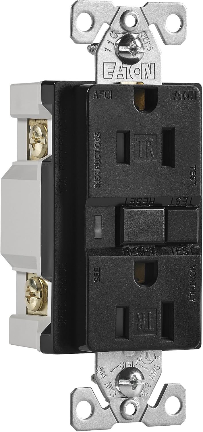 Buy 1 get 1 Eaton TRAFCI15BK 15 Amp Tamper Resistant AFCI Receptacle, Black Finish Best Deal 🛒 Eaton TRAFCI15BK 15 Amp Tamper Resistant AFCI Receptacle, Black Finish