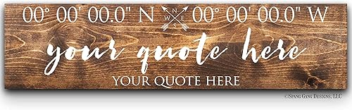 Custom Sign with Your Text Personalized Custom Wood Sign 20" x 6" Wood Sign Personalized with YOUR info + GPS Coords