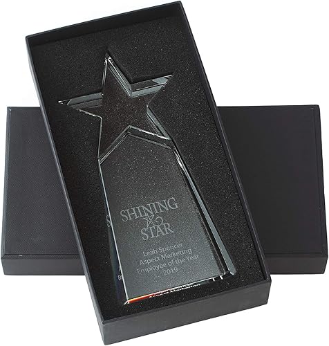 Miniatura 4 de Baudville Trofeo grabado - Cristal - Torre con estrella en la parte superior - Premio para empleados - Grabado personalizado de hasta cuatro líneas