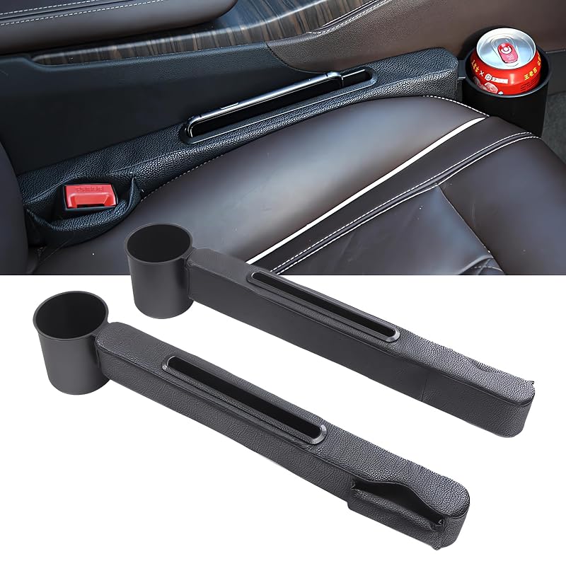 Organizador para vão do banco automotivo TATACLEA com porta-copos removível, preto Black2, kit com 2 unidades