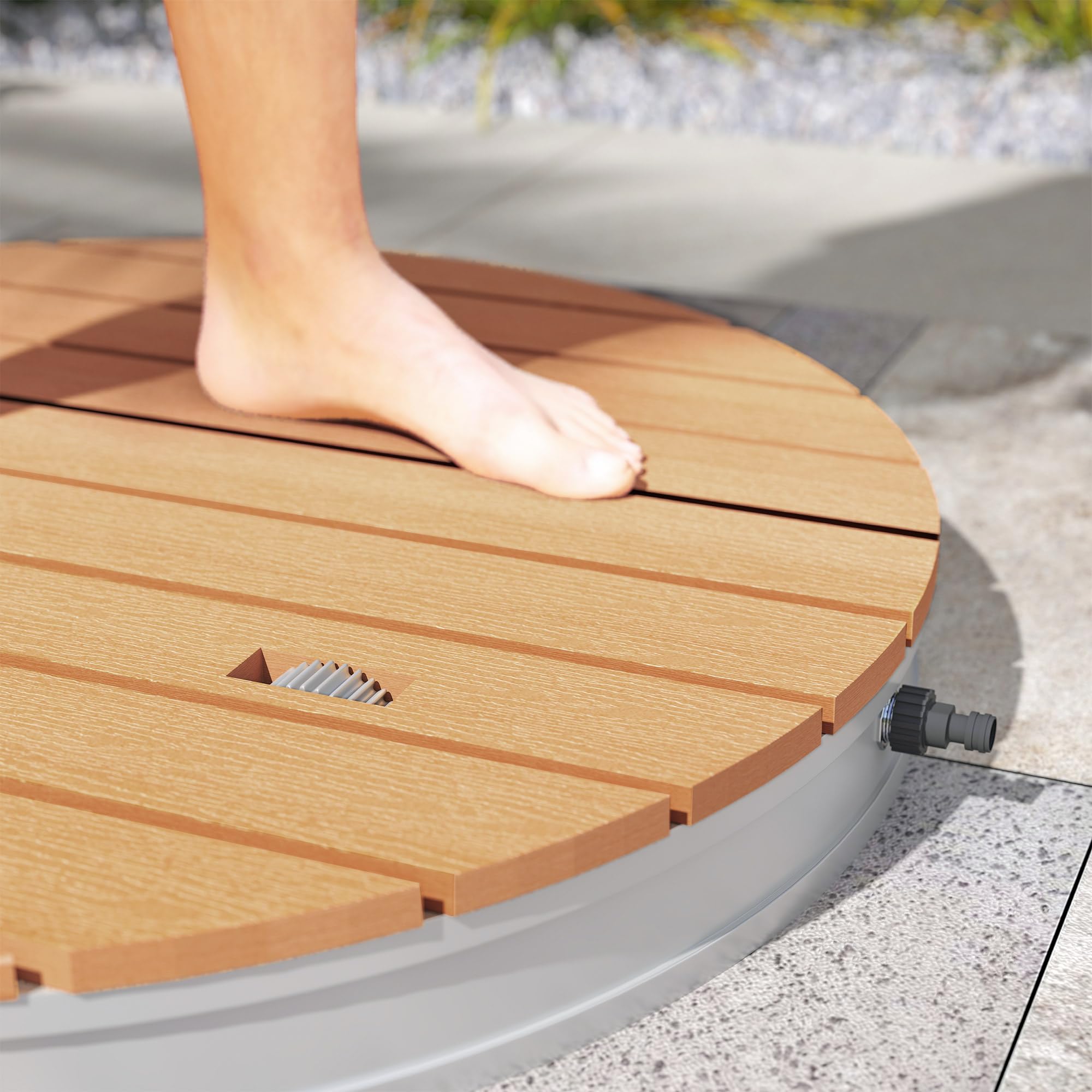 Outsunny Douche de Jardin extérieure Portable, Douche de Camping Hauteur de Fontaine réglable jusqu'à 4 m, Structure en Aluminium, résistante aux UV et au Gel pour Piscine, Plage et Spa. Ø 70,5 cm