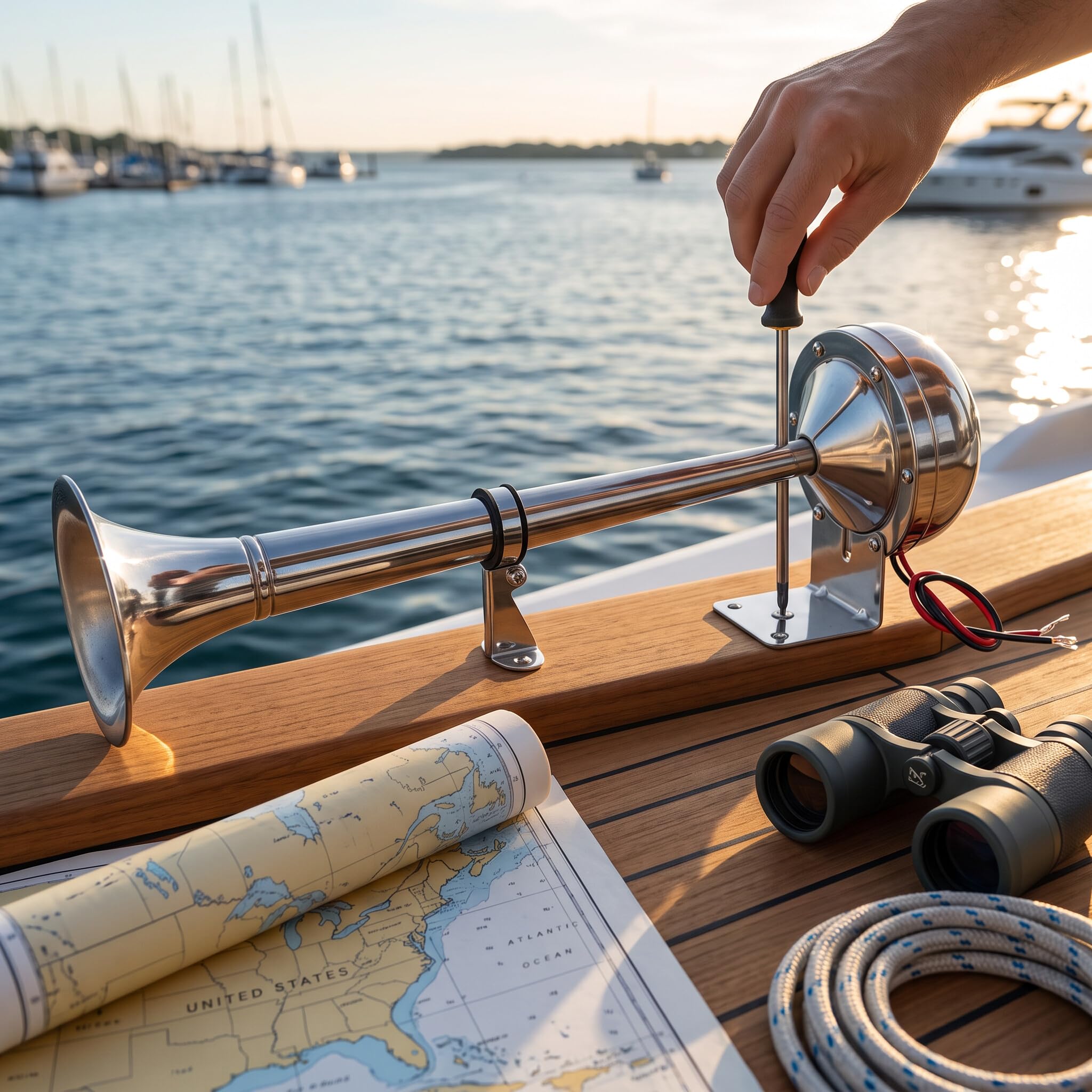 Luftfanfare 328DB 12V 30W Edelstahl Luftsummer für Boot Wohnmobil Yacht Universal Luftsignal lautstarker Airhorn