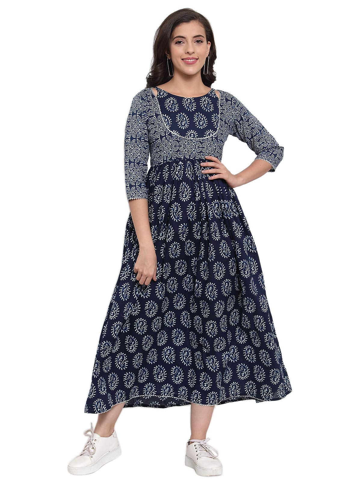 Cotton Paisley Print A-Line Dress