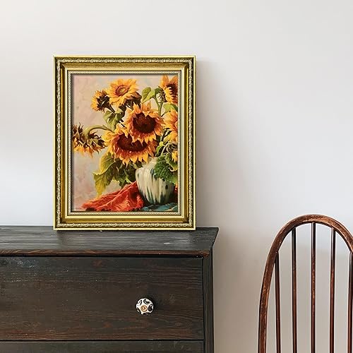 Miniatura 5 de upsimples Marco de fotos de 8 x 10 pulgadas con cristal real, marcos de fotos vintage ornamentados para pared o mesa, marco de fotos dorado de 8 x