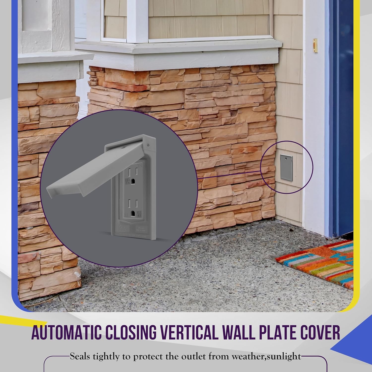 ENERLITES Vertical Decorator Weatherproof Wall Plate, Outdoor Electrical Outlet Cover, Standard Size 1-Gang 4.84” x 2.83”, Thermoplastic, 8831-WPV-W, White