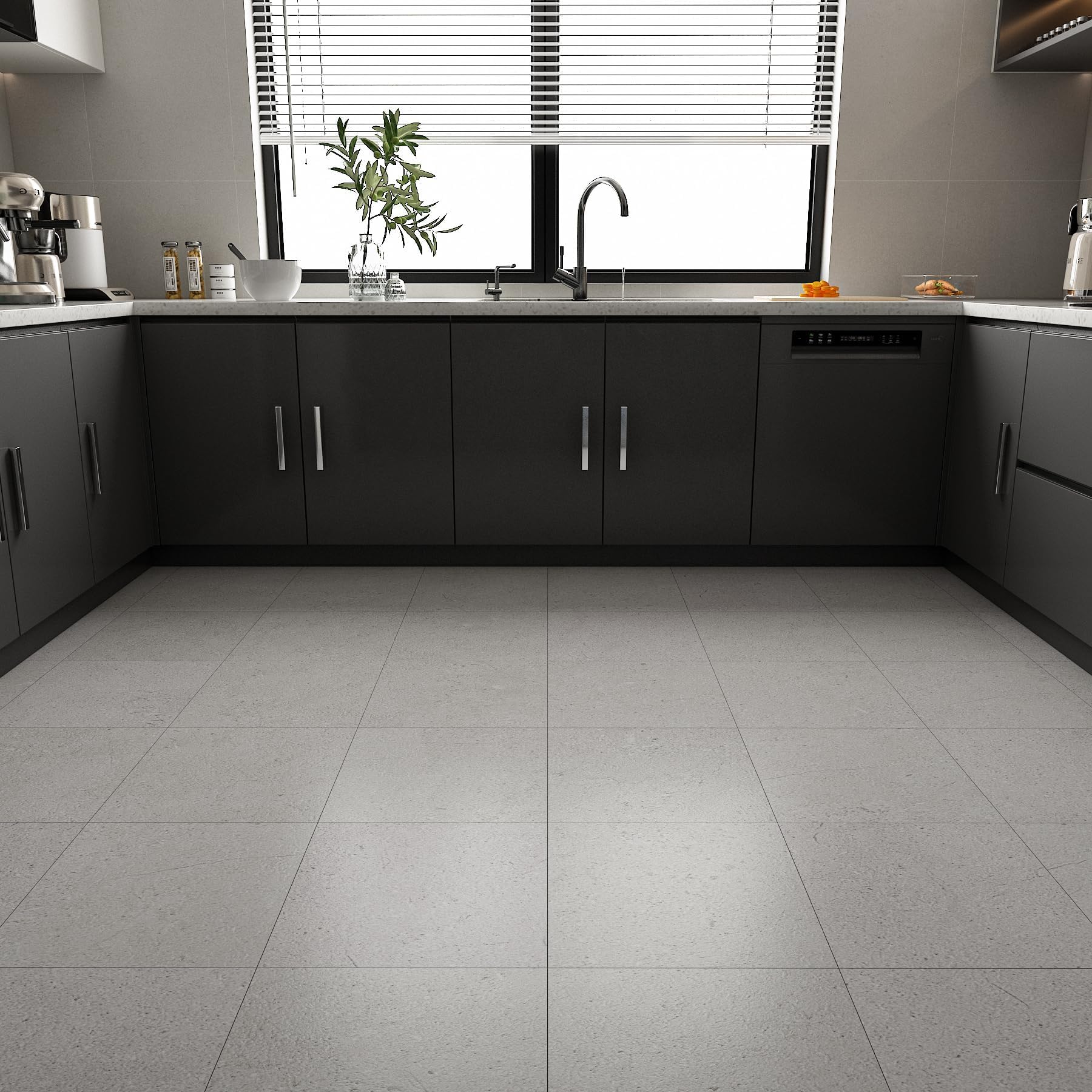 LaCheery 18 Pezzo Piastrelle Adesive Pavimento Bagno PVC Grigio Piastrelle Adesive Pavimento Cucina Granito 30cm x 30cm Pavimenti PVC Adesivi Interni Impermeabile per Soggiorno Resistente all'Usura