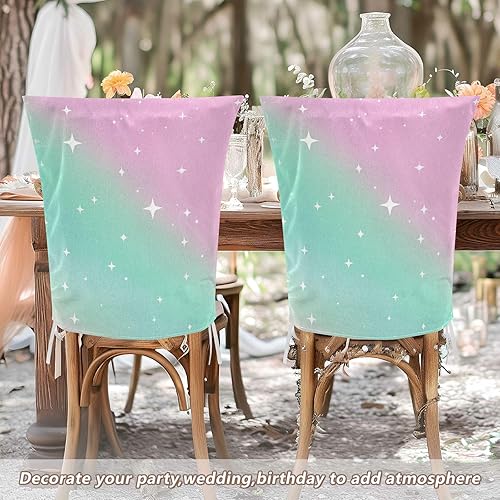 Miniatura 6 de Childish Neon Star Gradient Peach Green Decorative Covers for Chairs for Retro Dining Chairs Washable Hand Washable Chair Decor cubre sillas para