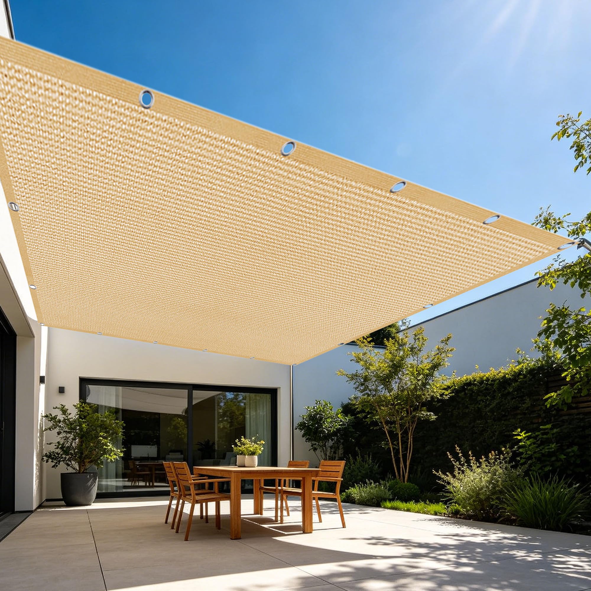 Voile d'ombrage 4x4m jaune sable pour ombrager le jardin, la terrasse et le balcon