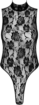 Body In Pizzo Trasparente Sexy Con Spaghetti Strap - Lingerie Elegante Taglia Unica - Foto 9