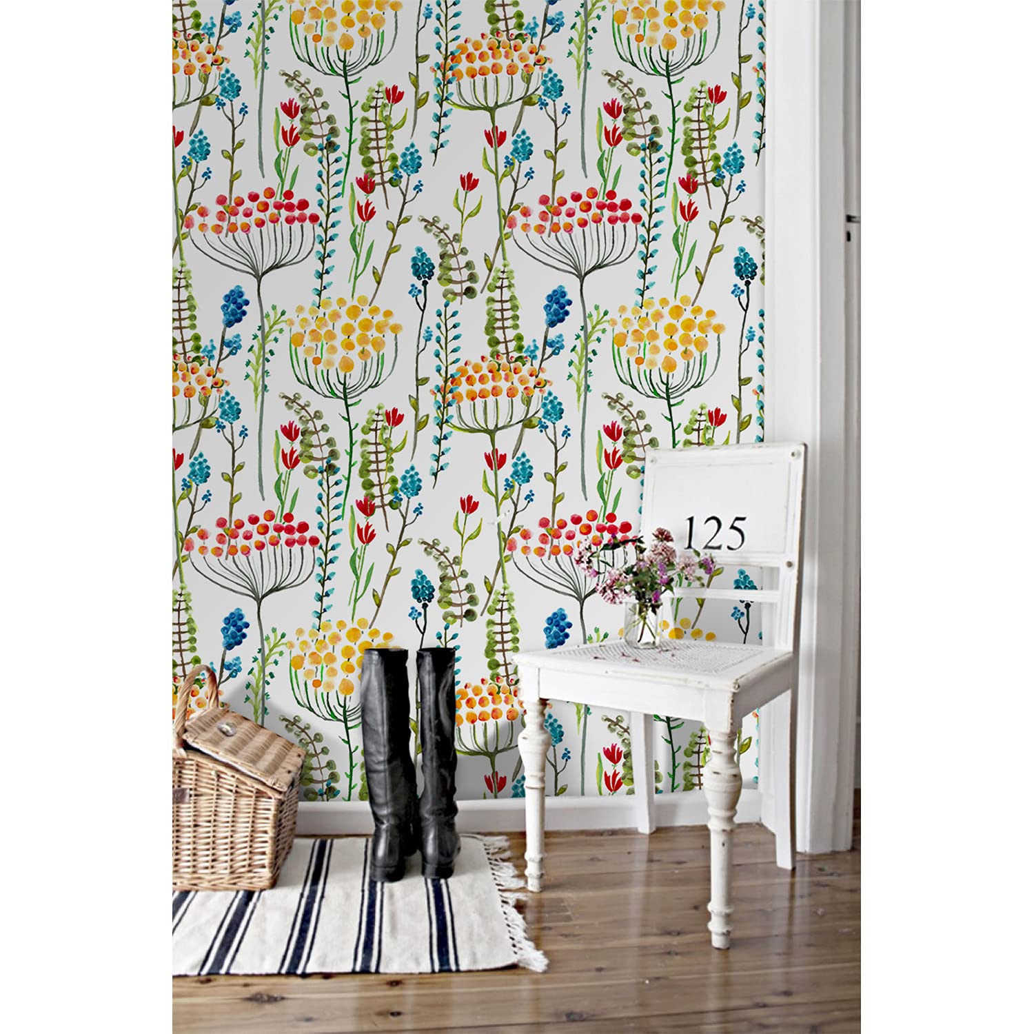 Papier peint en latex Coloray Prairie 290x290cm, revêtement mural haut de gamme pour chambre