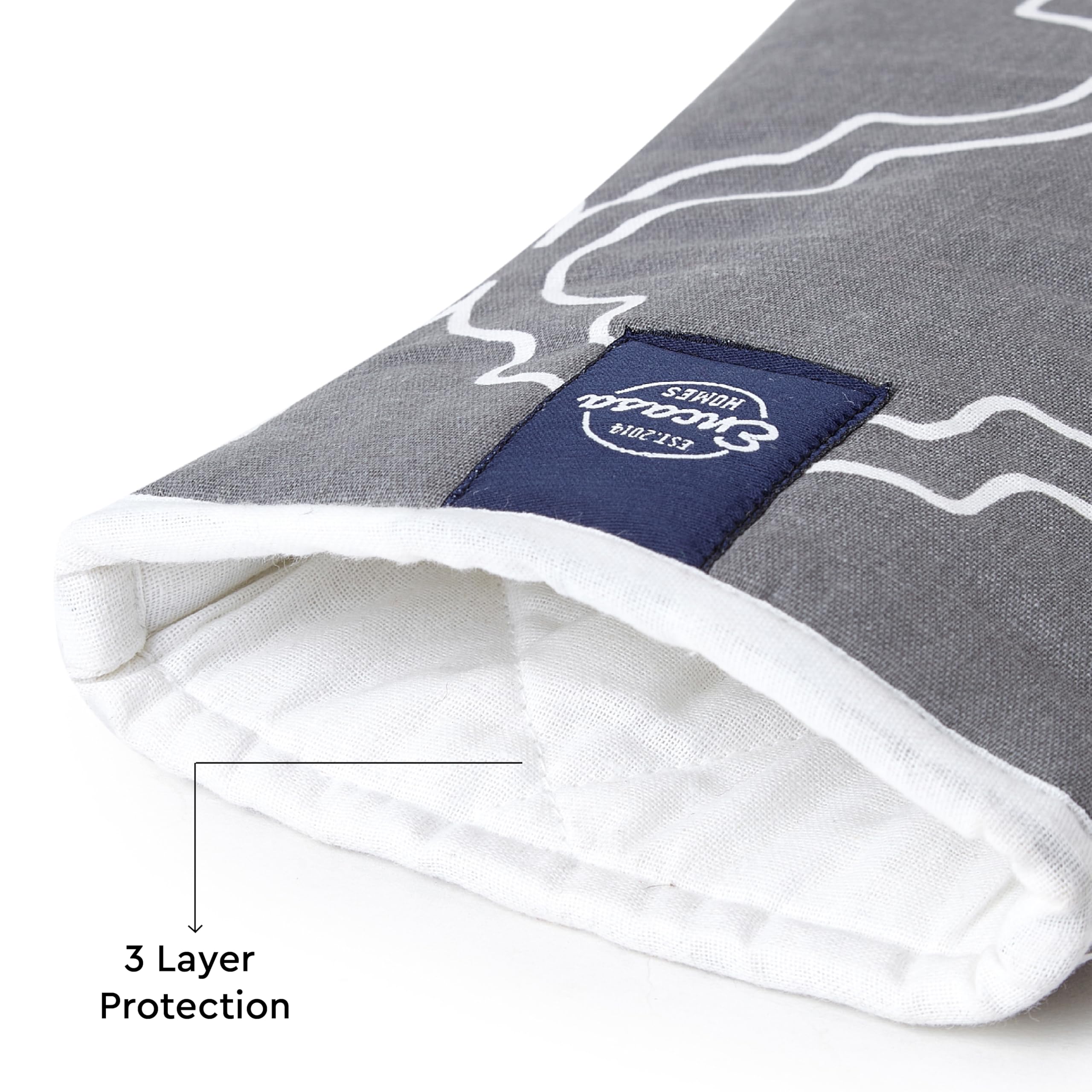 Encasa XO Guantes extralargos de 18 x 30 cm para microondas (2 unidades) para cocina - Gris enrejado - Resistente al calor, gruesos y seguros, protección de manos contra utensilios calientes, llama de