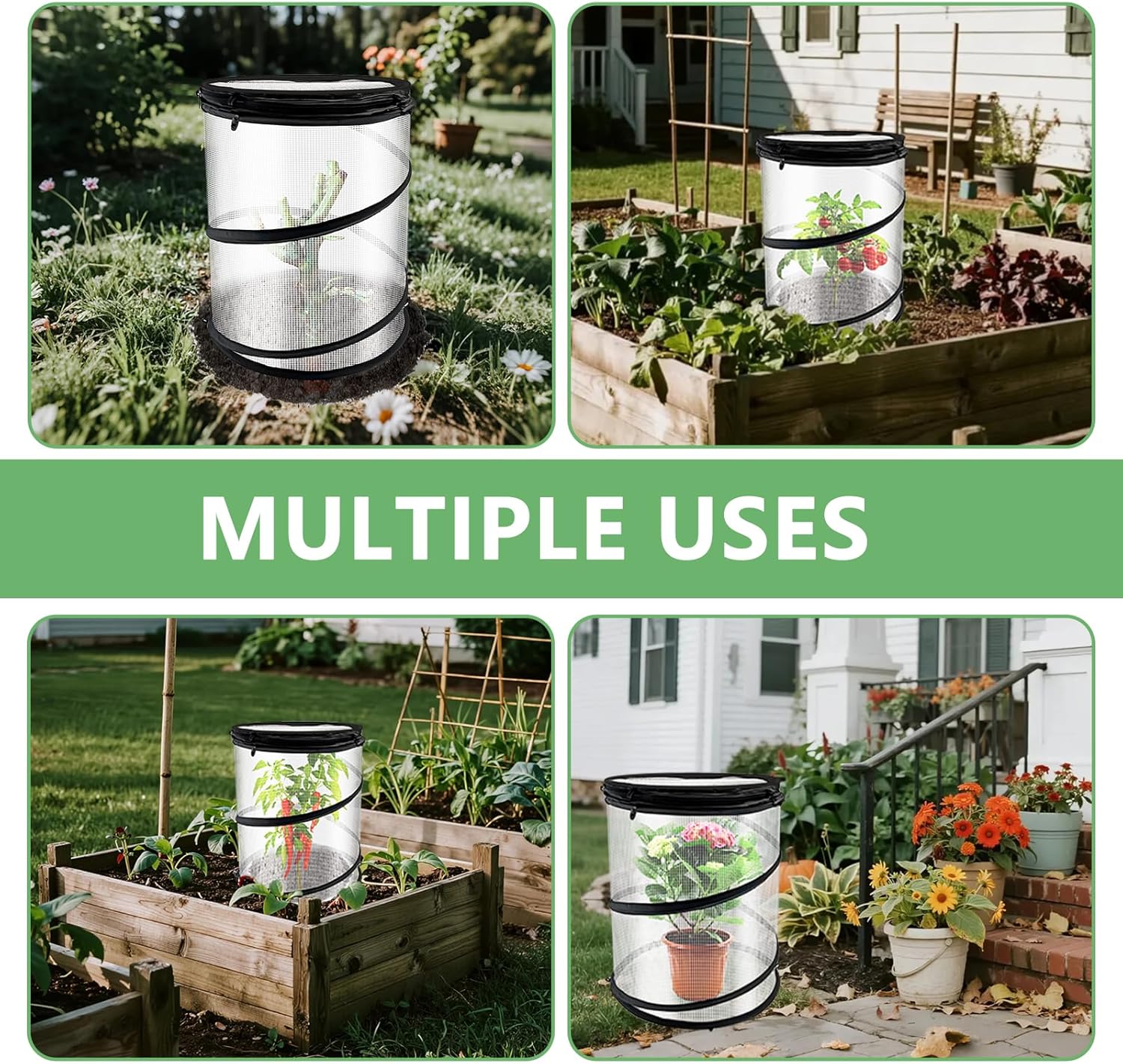 2 Pcs Rose Cones for Winter Protection with Stakes, Pop Up Winter Rose Bush Covers Freeze Protection to Protect Against Frost, Controlled Ventilation, Easy to Store, Reusable