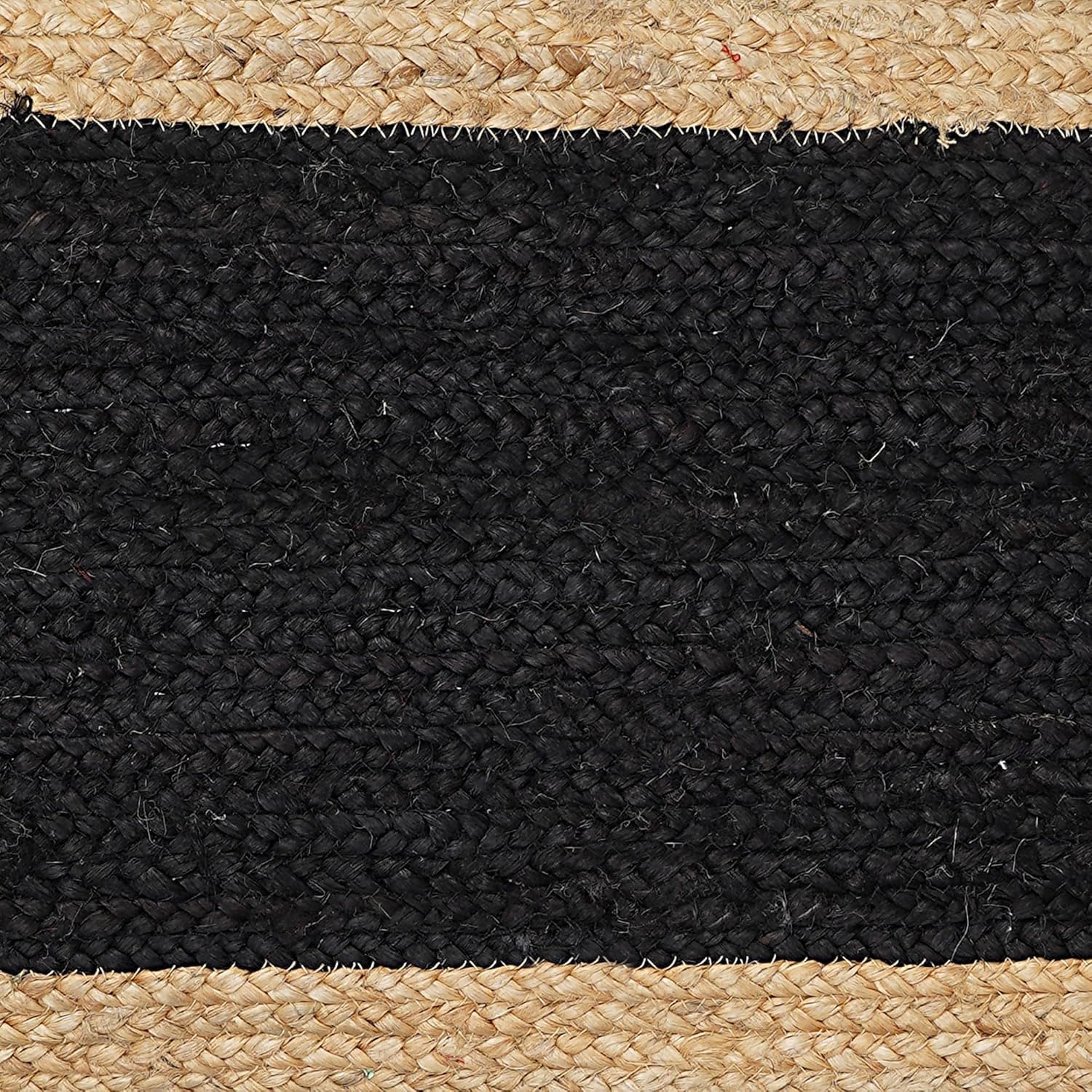 Runner da tavola in iuta nero con beige, 35 x 183 cm, decorazione indiana intrecciata a mano, decorazione per tavolo da pranzo, cucina, tavolino da caffè, decorazione bohémien