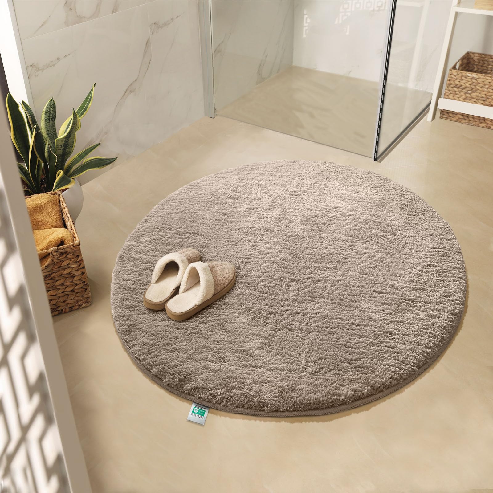 Sortie de douche lavable en machine casa pura tapis rond 95cm