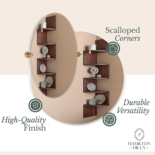 Miniatura 6 de Hamilton Hills - Espejo ovalado grande con anclajes de pared de cromo pulido - Espejo de pared ajustable con respaldo, movible e inclinable, plateado