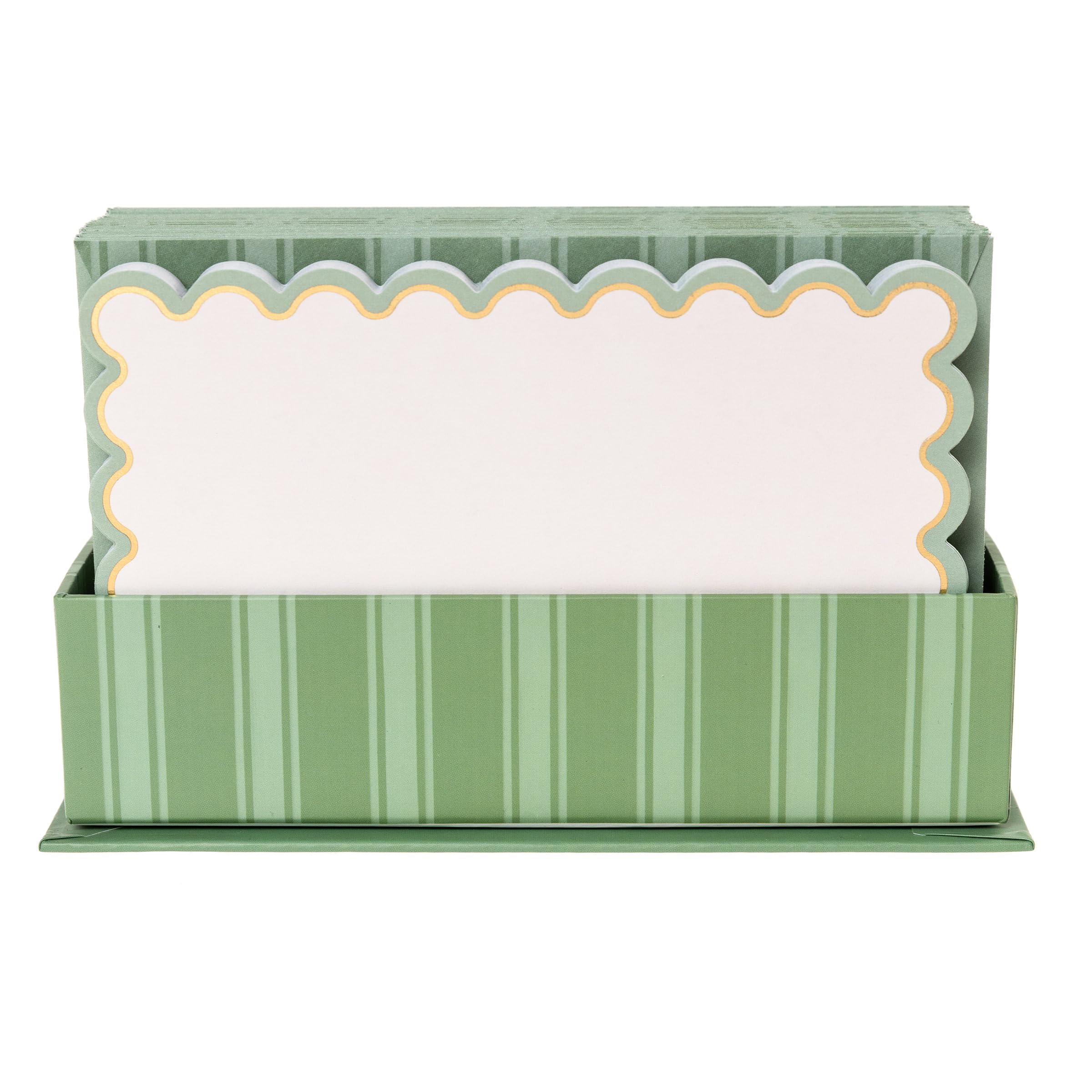 Graphique All Occasion Flat Notes, Pack of 50 Blank Index Cards with Envelopes &amp; Decorative Storage Box, Thick Cardstock Stationery Gift, Cottage Stripe, 5.625” x 3.5”