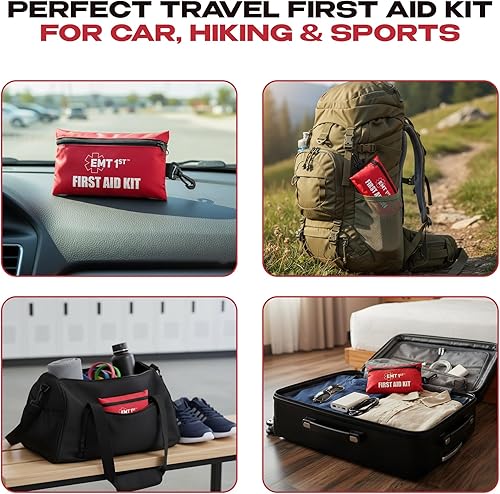 Miniatura 3 de Mini botiquín de primeros auxilios  Kit de emergencia de viaje y coche con vendas, torniquete, lavado de ojos y máscara de RCP  Funda de nailon
