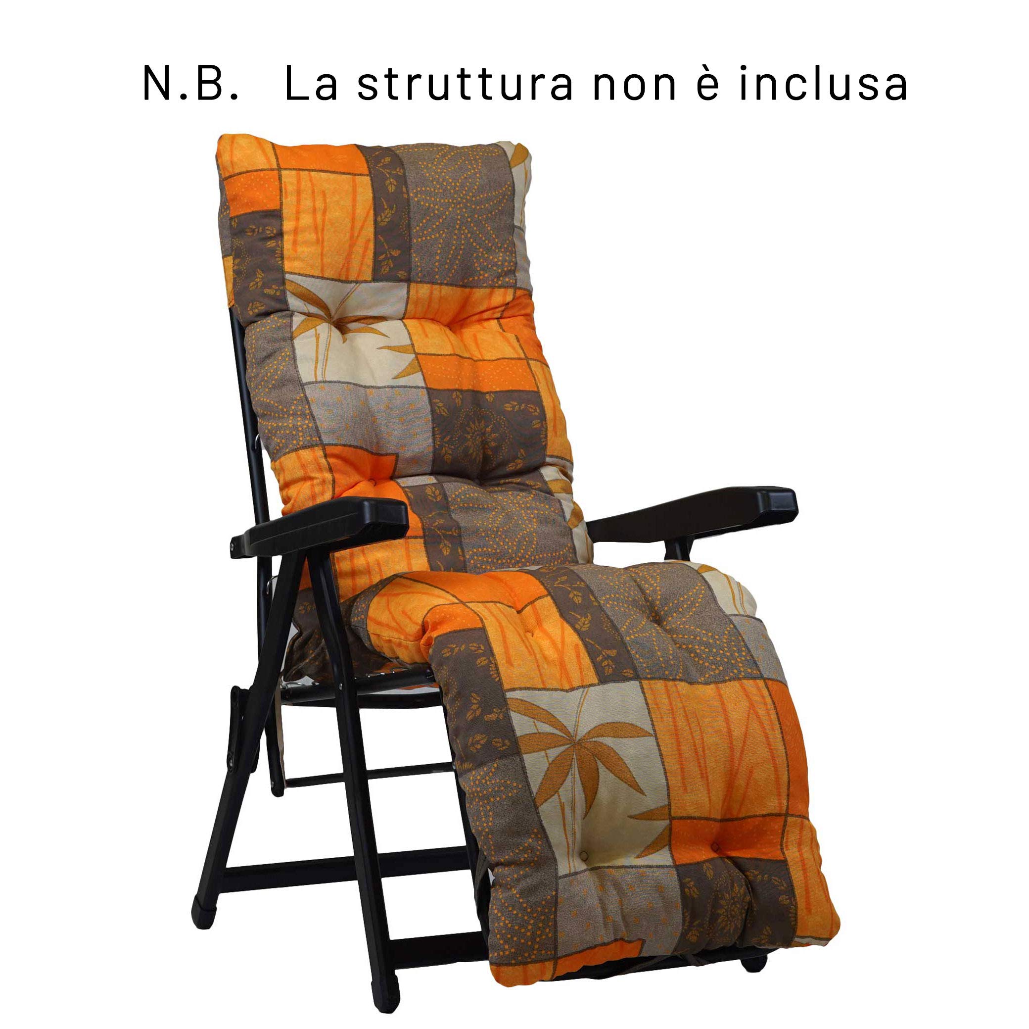 TECNOCUCI Cuscino Imbottito per Sdraio con poggiapiedi (160x45cmx10cm) - 100% Made in Italy - Ricambio Cuscino Ideale per Sdraio da Giardino