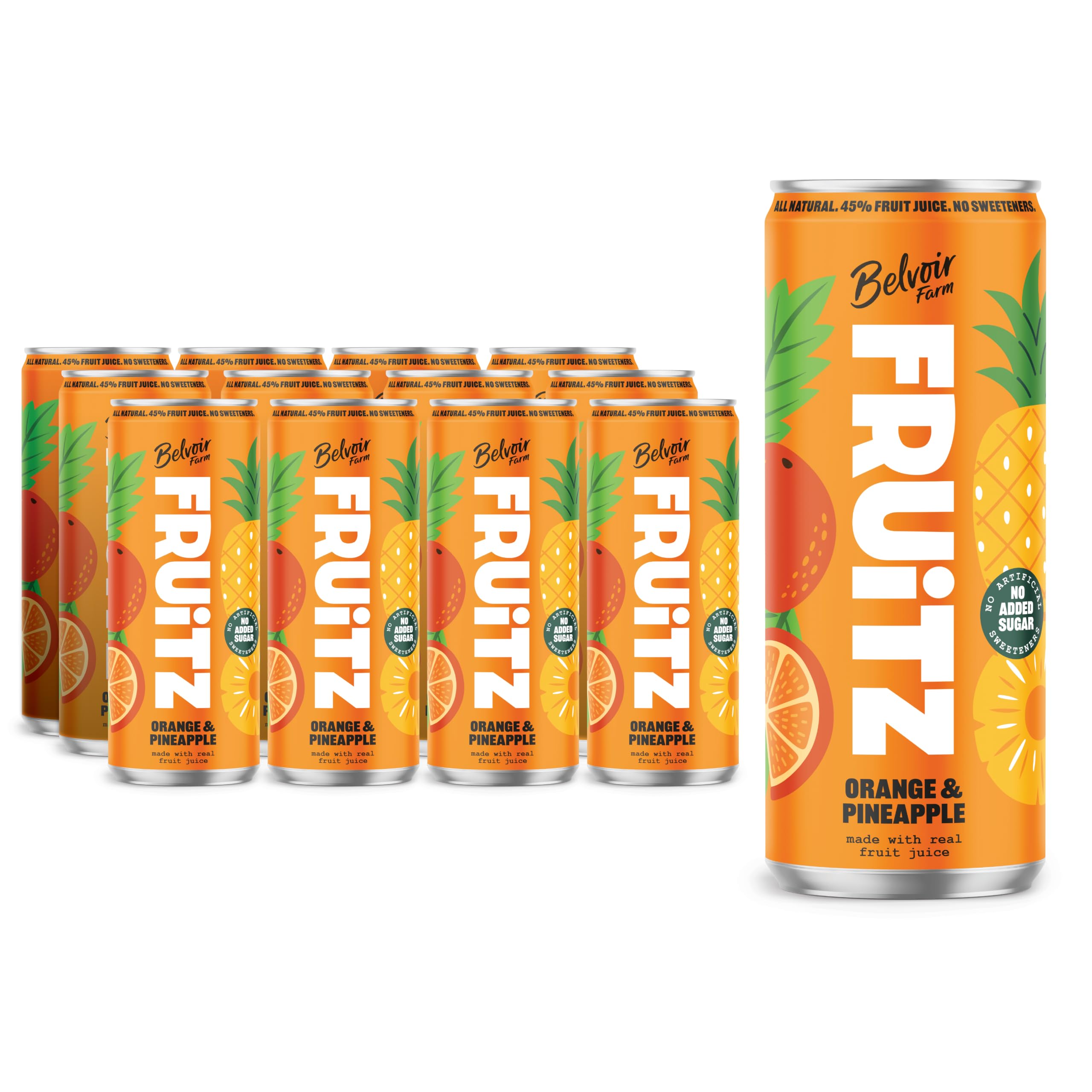 Belvoir Farm - FRUiTZ ORANGE & PINEAPPLE, 24 x 330ml Cans