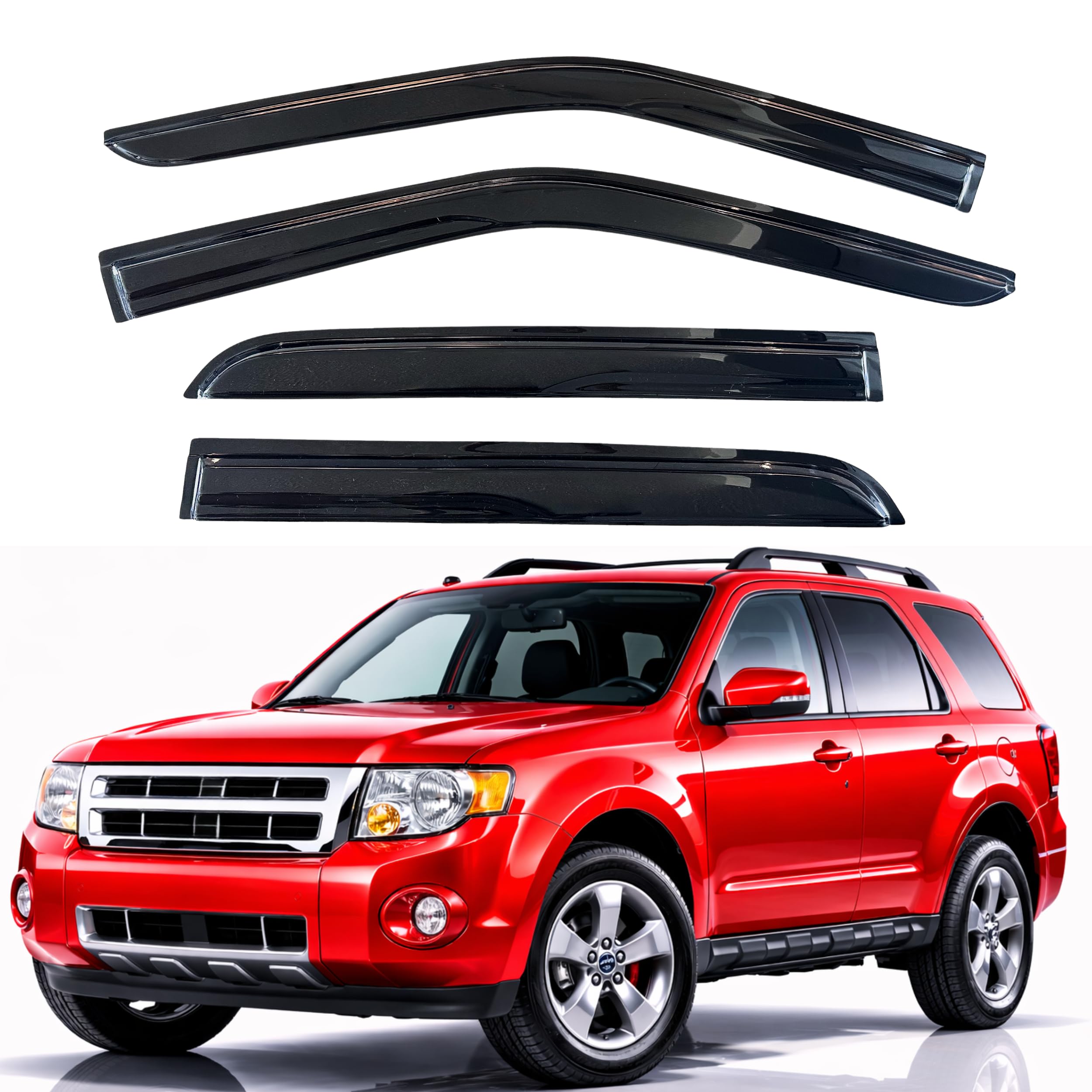 KPY Rain Guards Fit for 2001-2012 Ford Escape &amp; 2005-2012 Ford Escape Hybrid, Out-Channel Window Visors Vent Wind Deflectors 4PC, Car Accessories for 2008-2012 Mazda Tribute, 2005-2011 Mercury Mariner