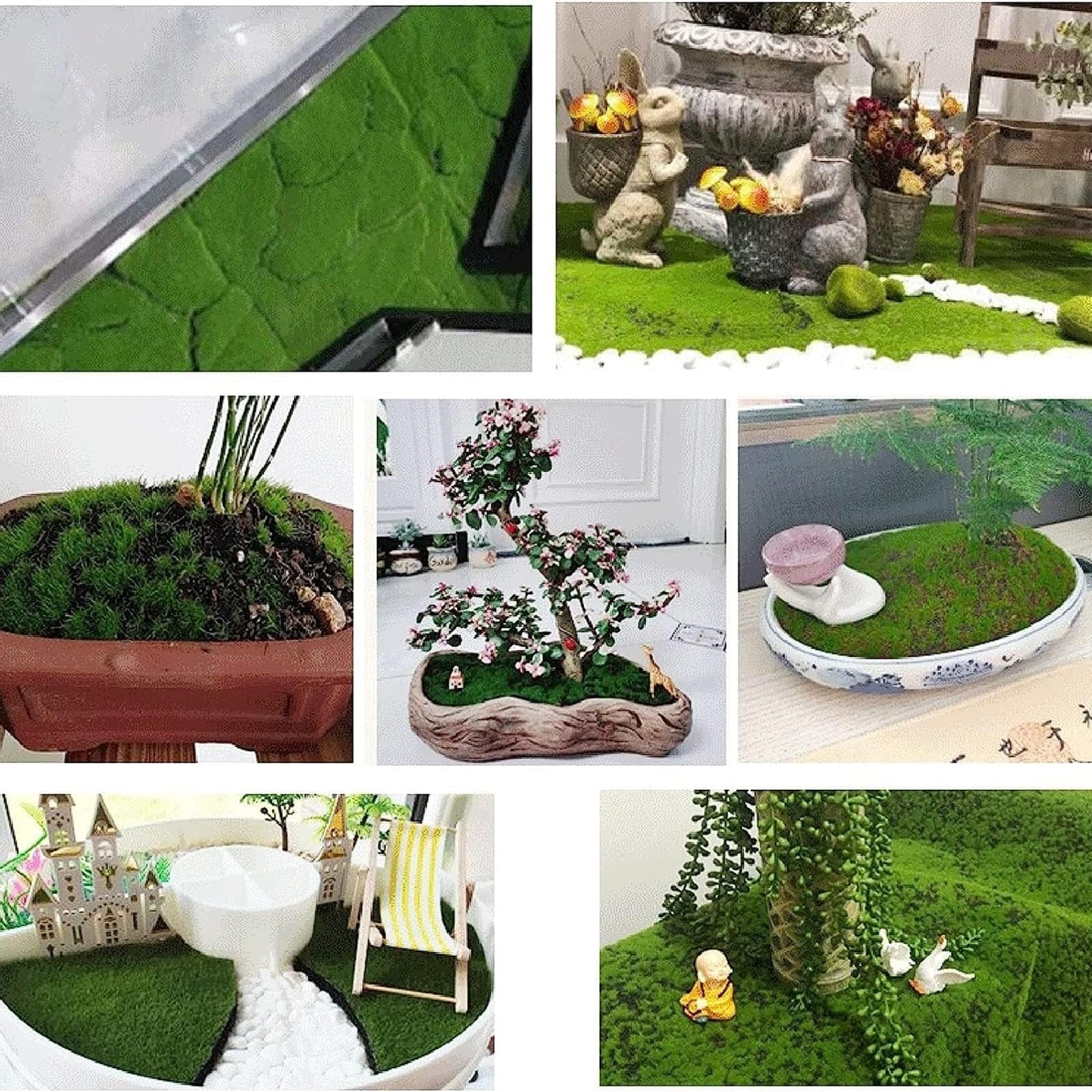 Tappetino in Muschio Artificiale, Muschio Sintetico 100x100 Cm Erba Sintetica Verde Per Interni per Decorazioni Murali Artistiche Allestimenti Floreali Matrimoni(G)