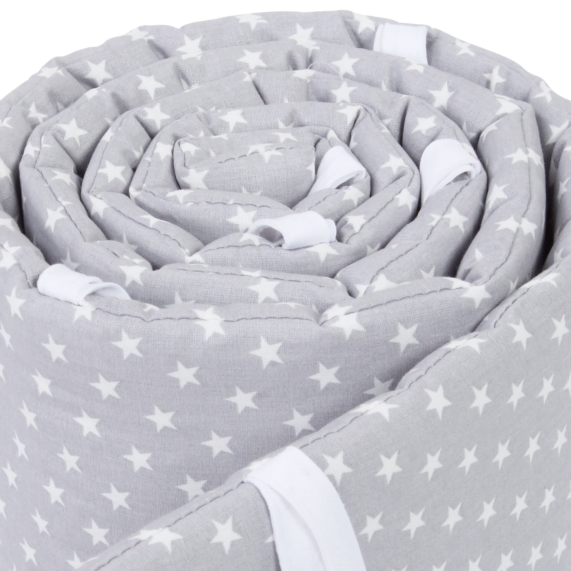 babybay Ochraniacz siatkowy pasujący do modelu Boxspring XXL, jasnoszary, gwiazdy białe