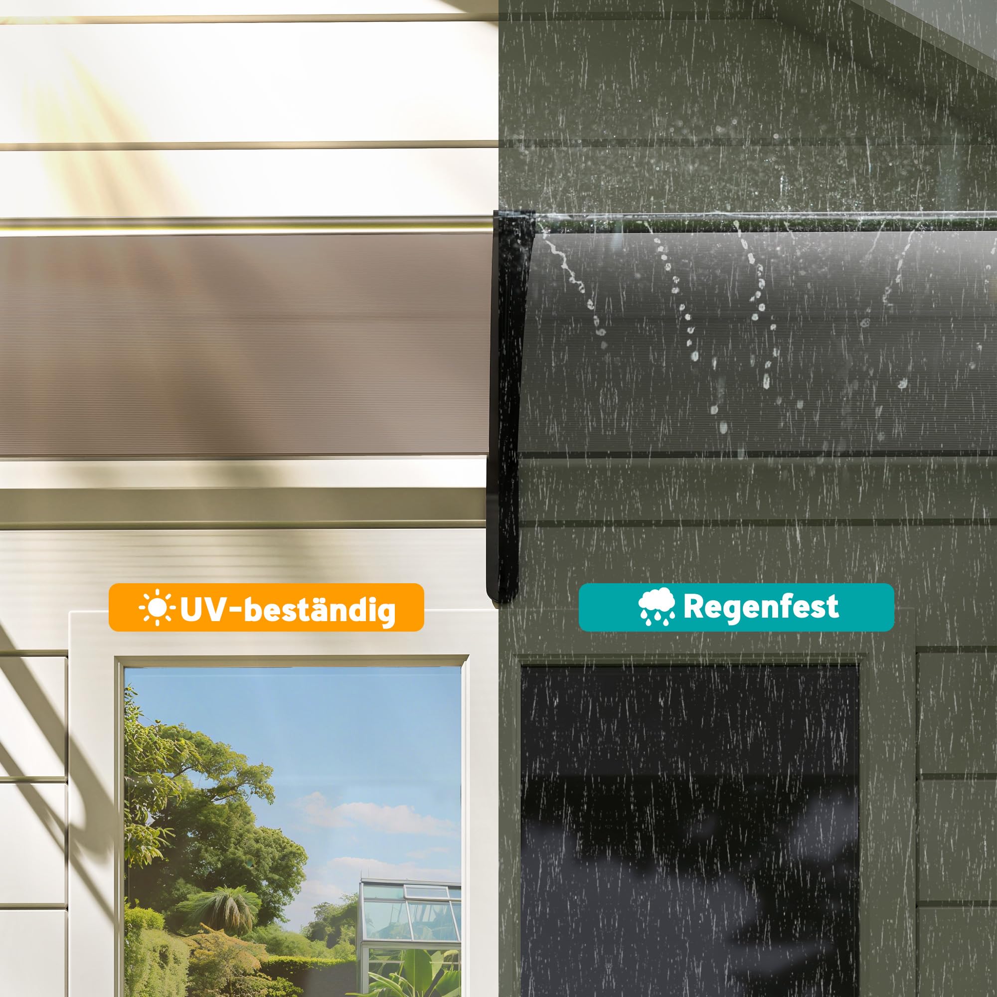 Outsunny Pultvordach Vordach für Haustür 75x195x23 cm Überdachung 5mm Polycarbonat Sonnenschutz Regenschutz für draußen Alu Braun