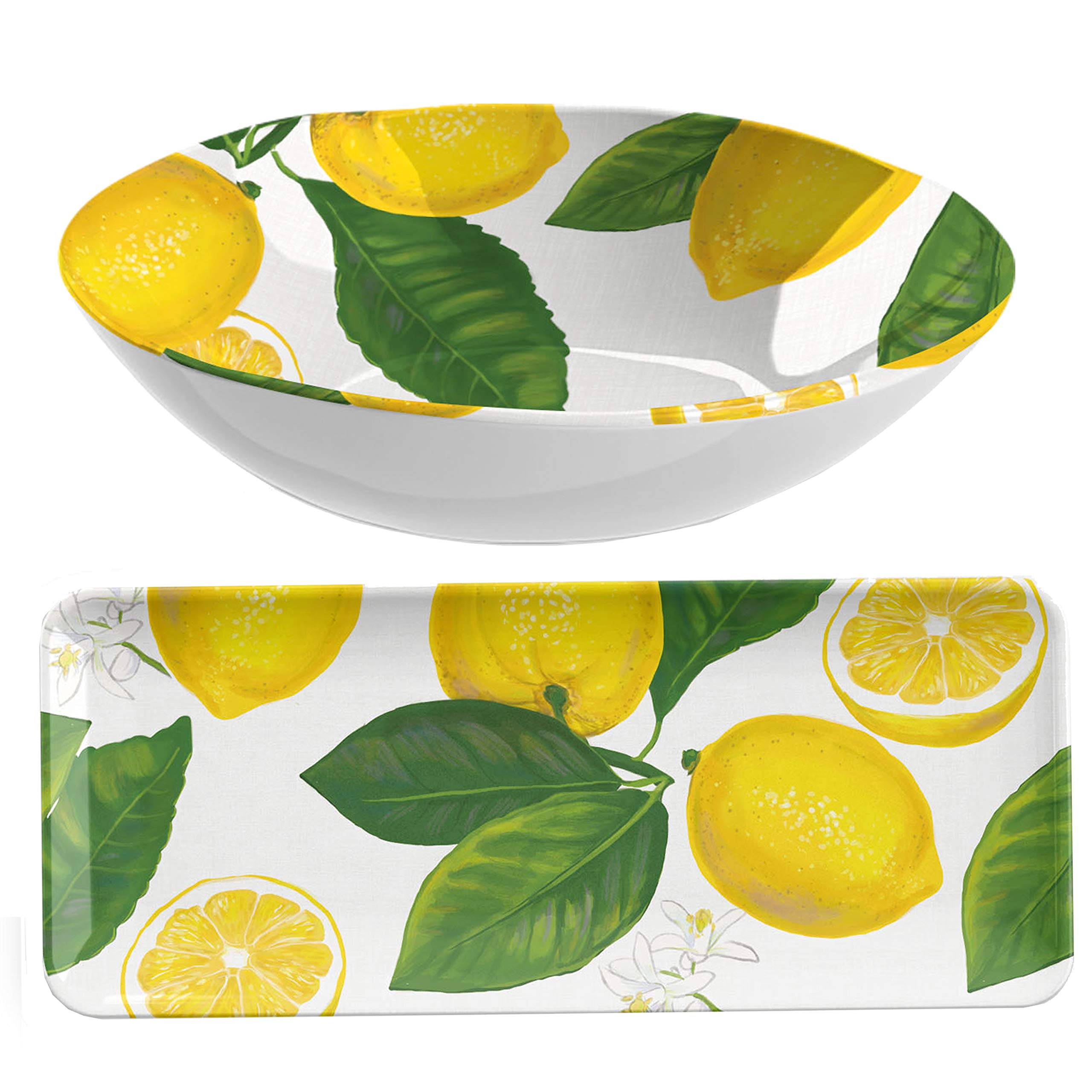 Auntie Morags Lemon Fresh Melamine 2 Piece Salad & Nibbles Serving Set