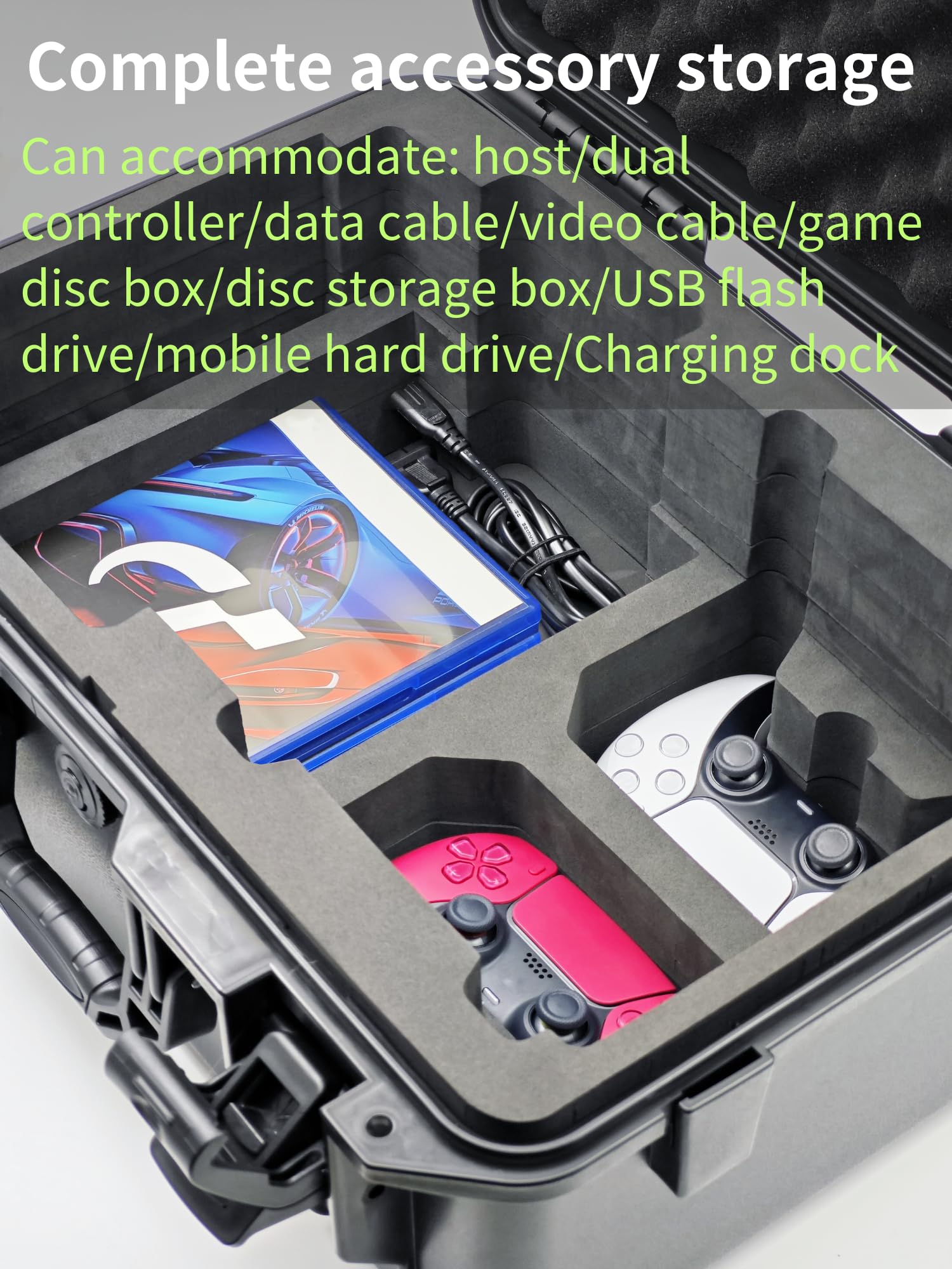 Custodia da viaggio Hard Shell compatibile con console PlayStation 5 Pro,controller, custodia PS5 PRO con schiuma personalizzata per entrambe le edizioni standard e digitali (FOR PS5 PRO(2024)
