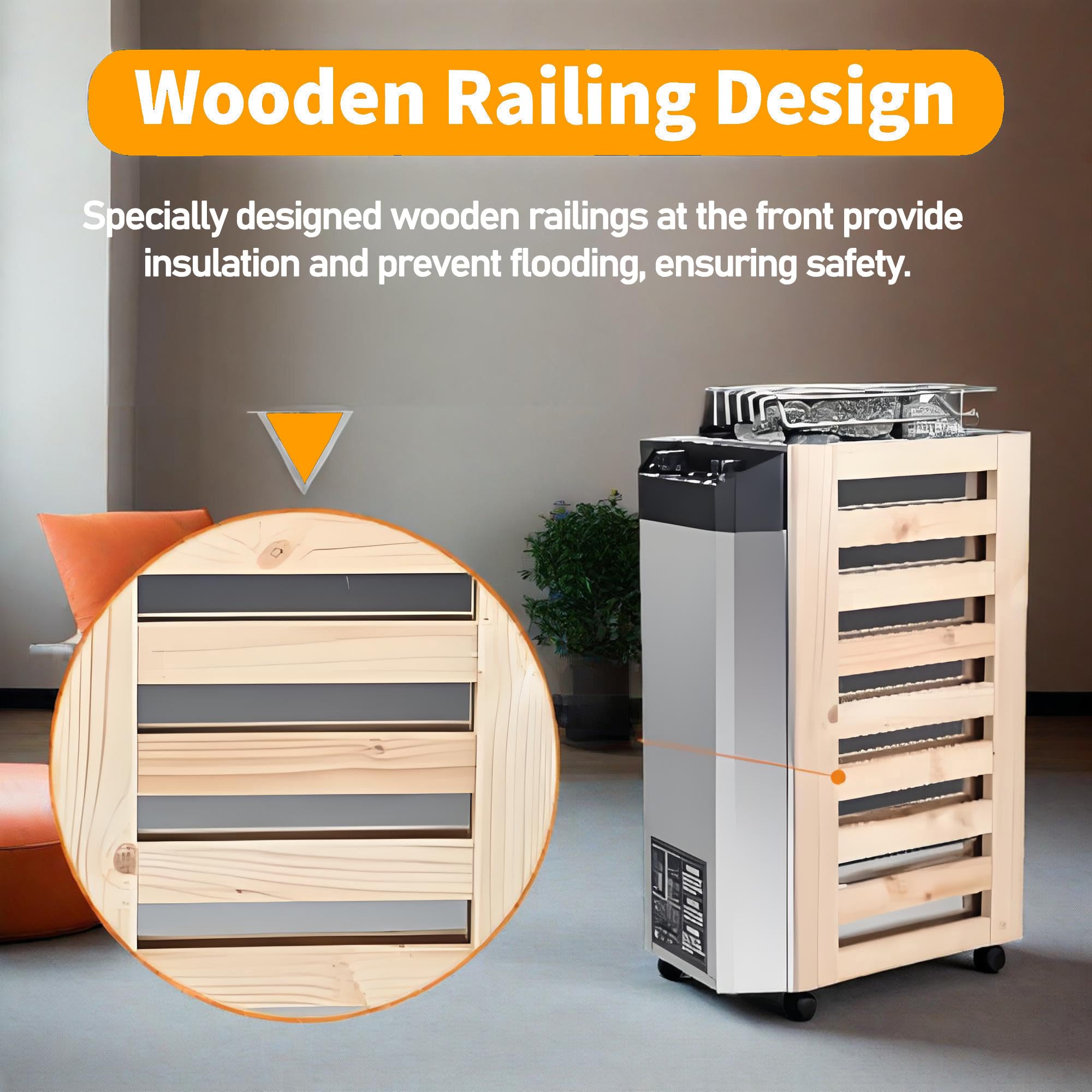 Riscaldatore Elettrico per Sauna da 3 kW/3,6 kW con Controllo del Vapore Integrato, Temperatura Regolabile e Timer di 3 Ore, Ideale per saune domestiche Fino a 160 Piedi cubi (3.6kw)