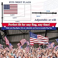 Vista 4 de Kit de poste para bandera PHITRIC, mástil giratorio sin enredos de acero inoxidable resistente al óxido para banderas de 3x5 para fanáticos de Negro