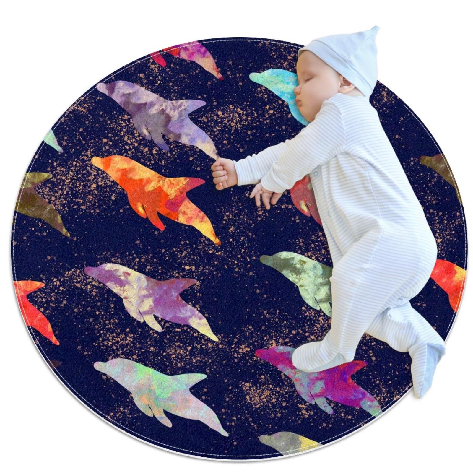 Tapis de salle de bain baleine rond 1m antidérapant pour chambre enfant