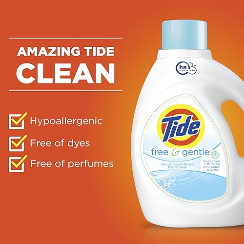 Miniatura 3 de Tide Free & Gentle HE - Detergente líquido para ropa, sin perfume, 1.09 L (24 cargas), el embalaje puede variar