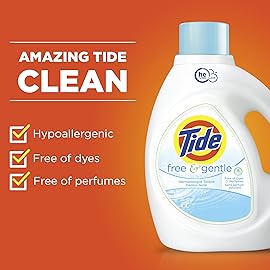 Tide Free & Gentle HE Liquid Laundry Detergent, Unscented, 1.06 L (25 Loads) - Packaging May Vary