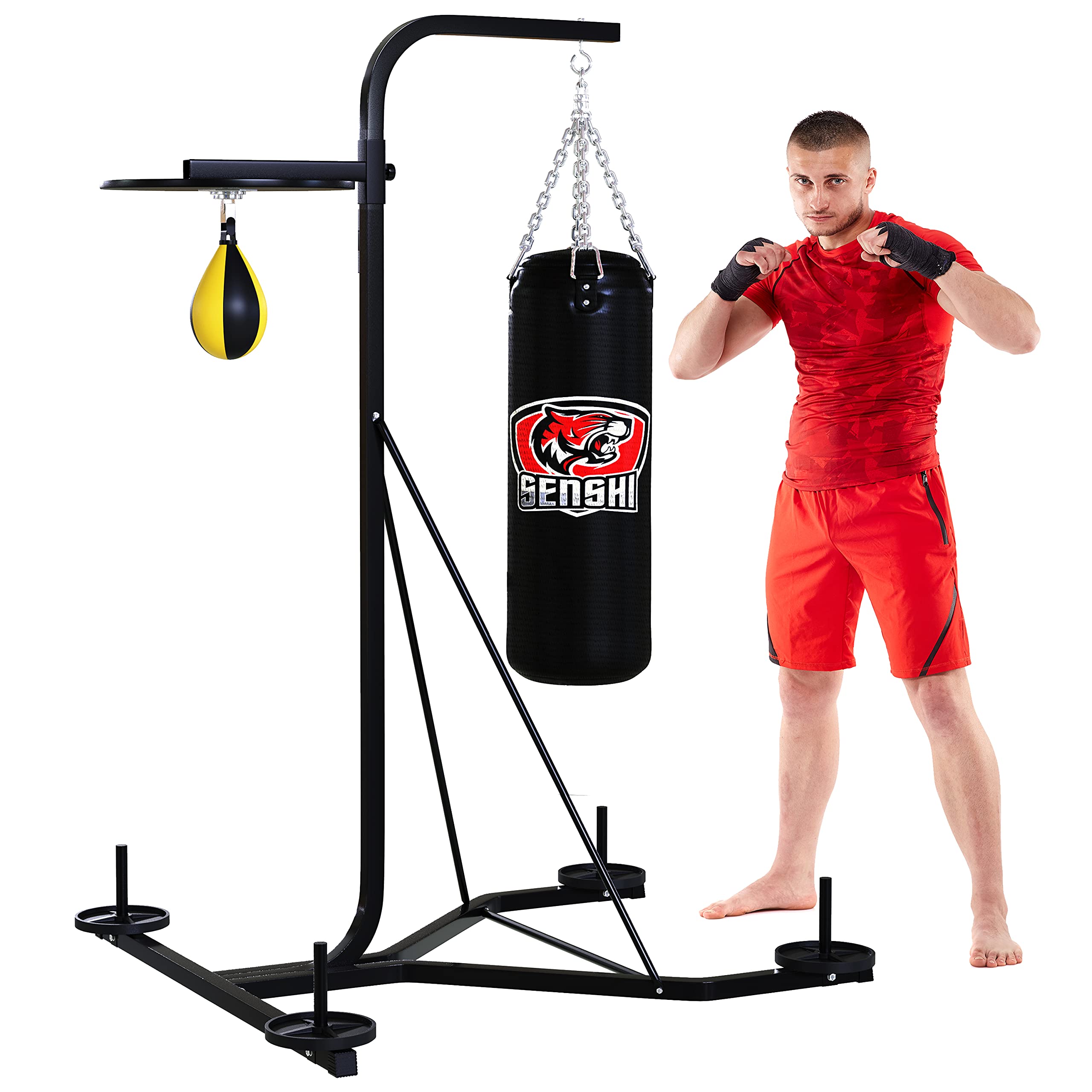 Buy 𝗛𝗘𝗔𝗩𝗬 𝗗𝗨𝗧𝗬 XXL Heavy Punch Bag Frame & Speed Ball Stand Duo Freestanding Frame Station