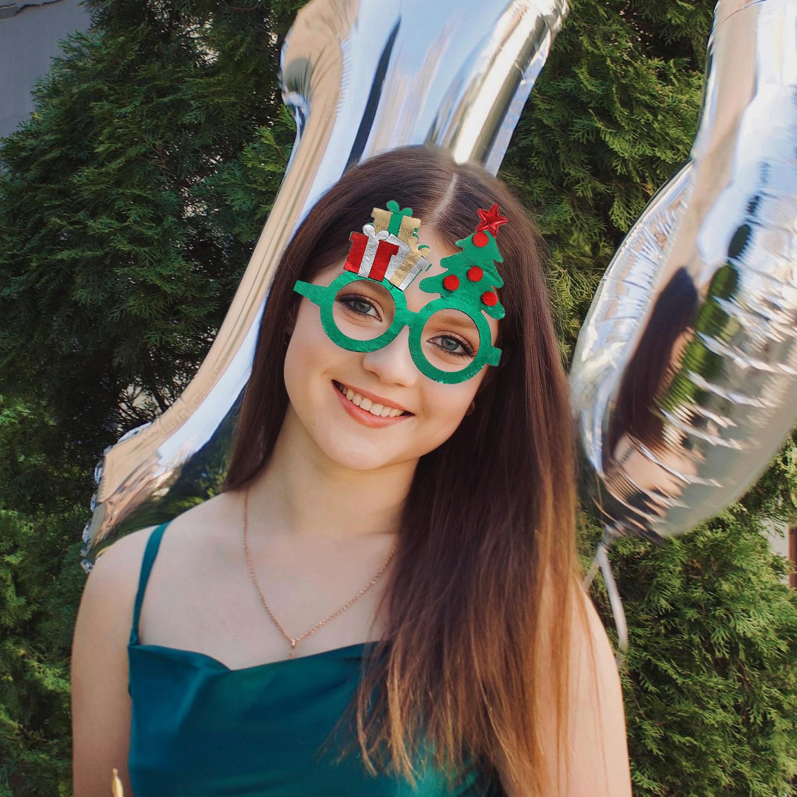 TOYANDONA 20 Piezas Gafas Navideñas de Fiesta Patrón de Copos y Árboles