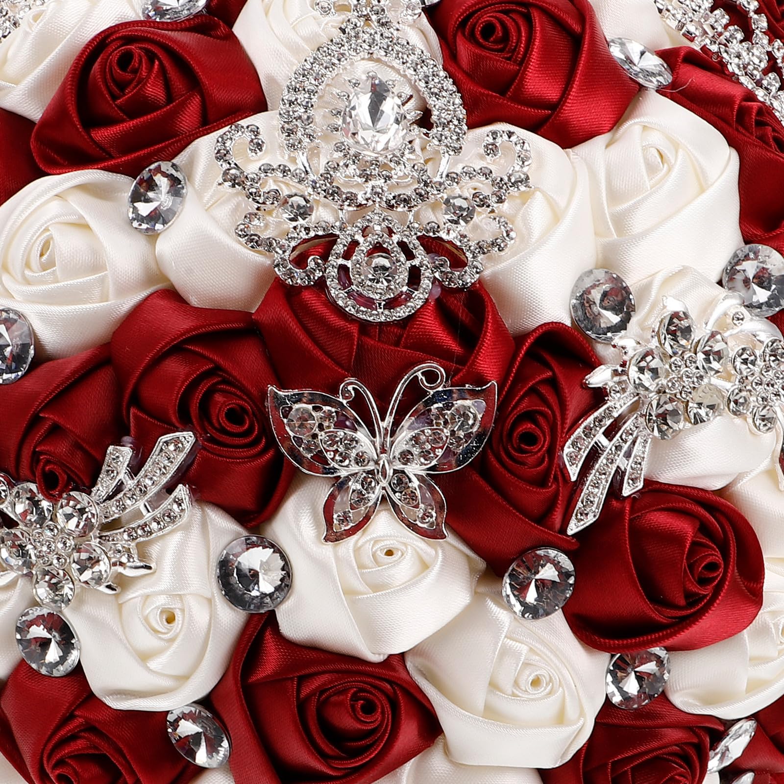 jojofuny Bouquet da Sposa e Damigella Rose Artificiali, Strass