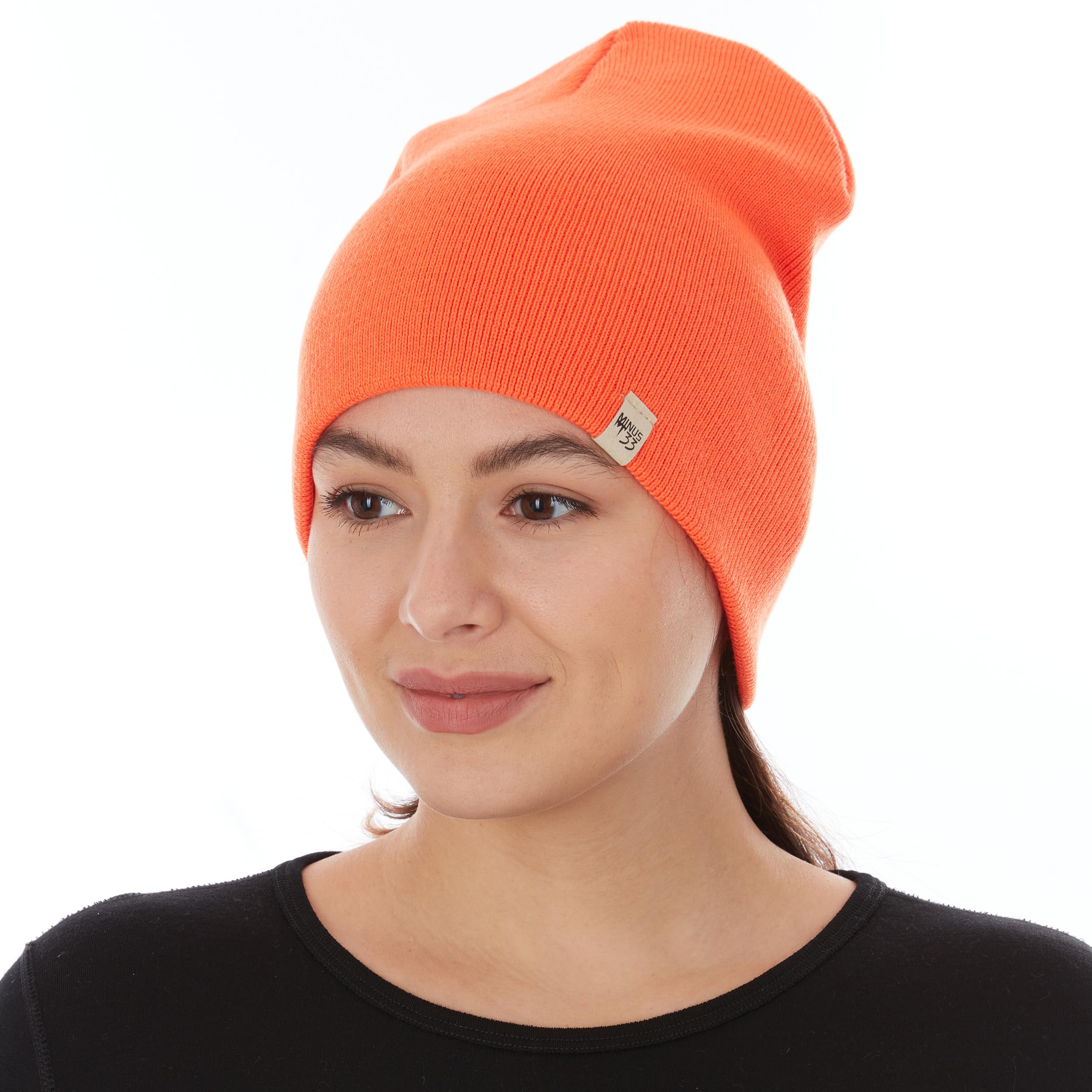 Minus33 Merino Wool Unisex Kids Blaze Orange 100% Merino Wool Beanie - Expedition Heavyweight Winter Hat