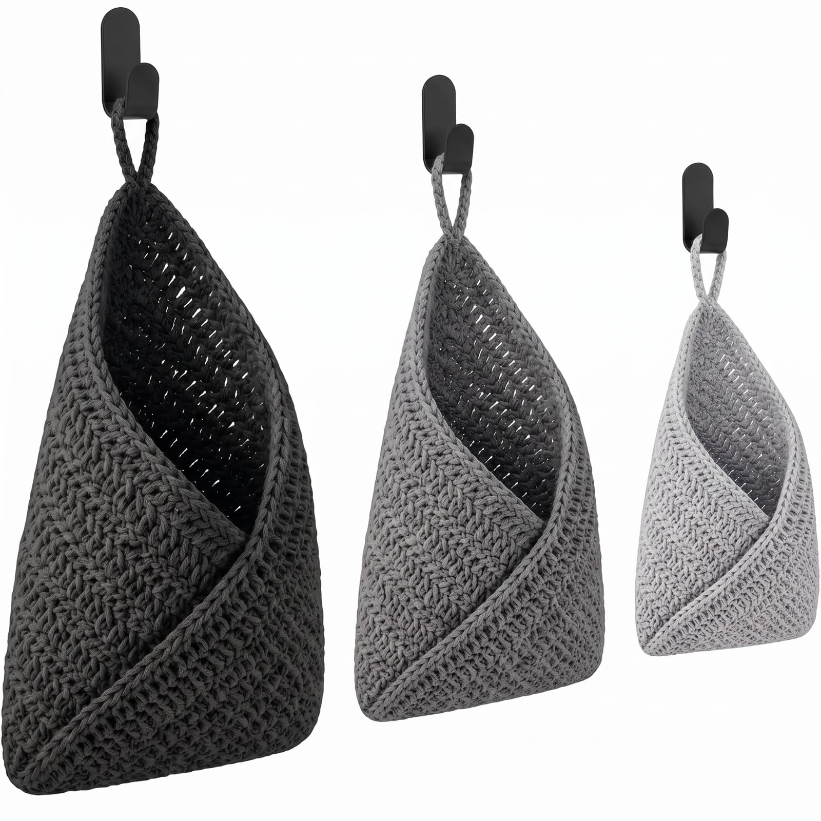 Honeydak 3 Hanging Baskets, Grey Mix, Envelope Basket