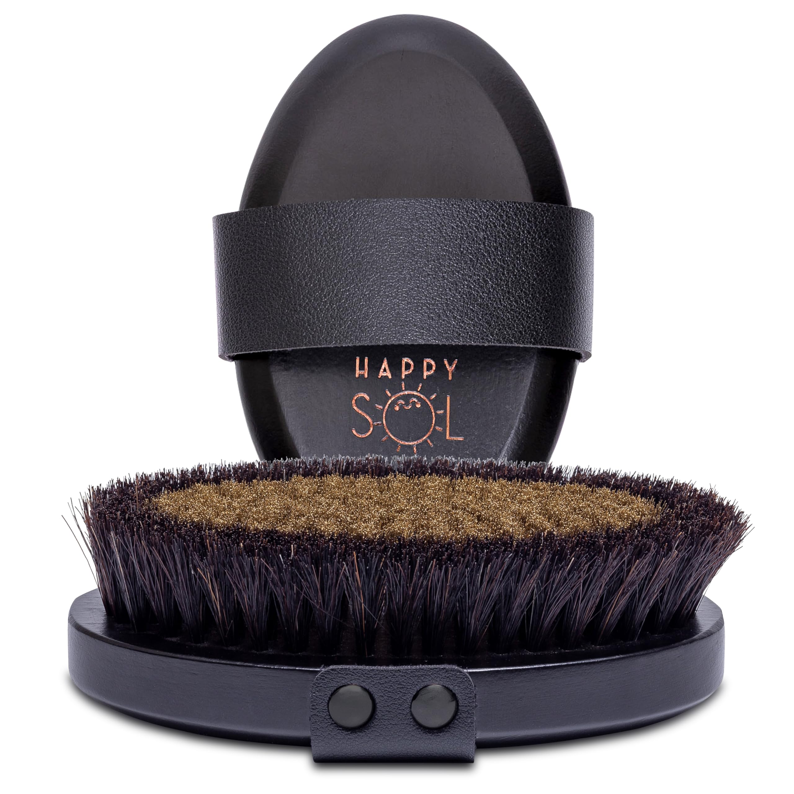 Happy SolCopper Body Brush - Dry Brush with Ion Charged Copper Bristles, Massage Body Brush, Dry Brushing, Exfoliating Body Brush