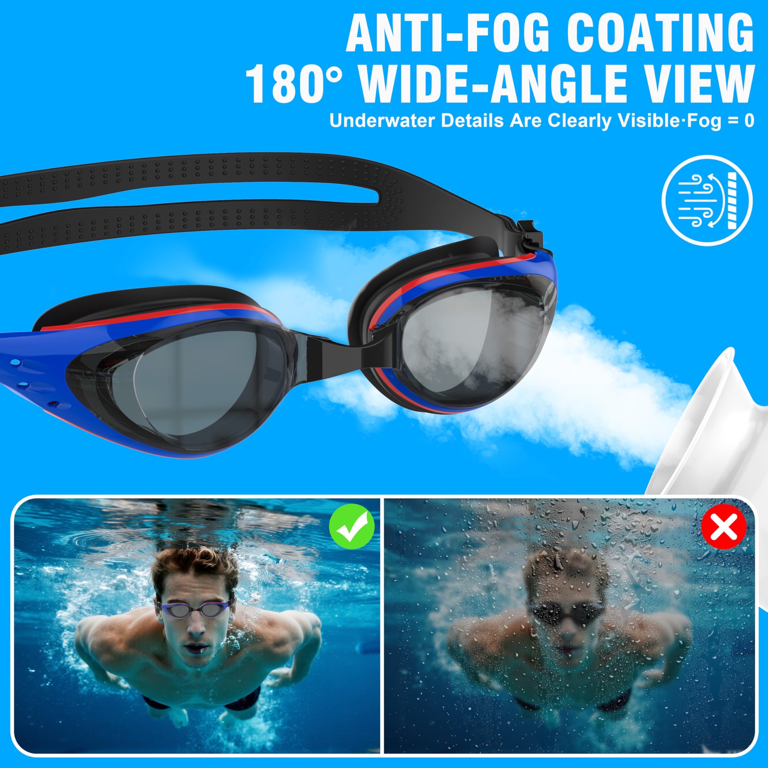 Antiappannamento Occhialini Piscina Generale | Occhialini Nuoto Uomo E Donna Per Adulti Protezione UV Impermeabili | Guarnizione In Silicone, Ponte Nasale Autoregolante