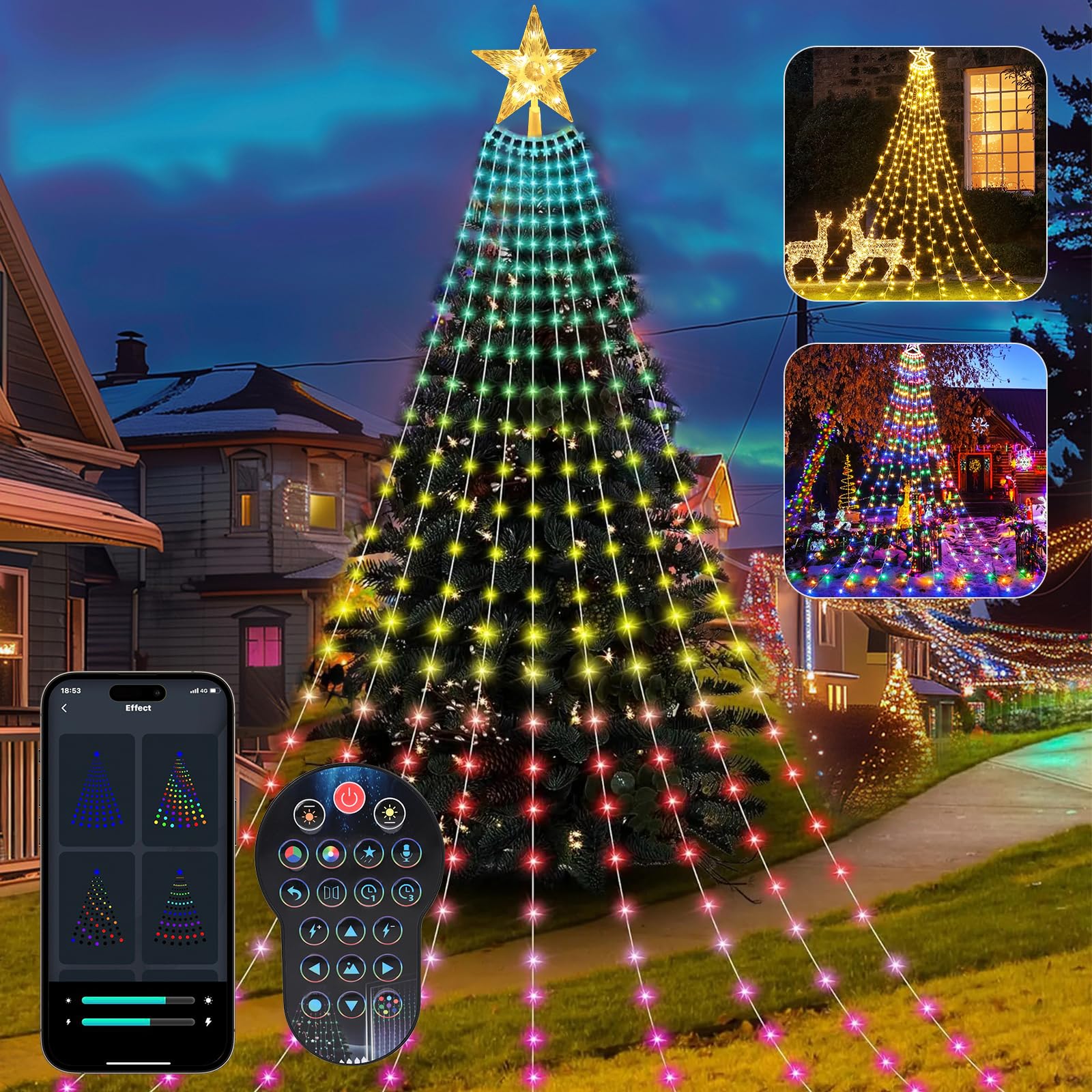ZWOOS 400 LED Luci Albero di Natale Smart, RGB Luci Per Albero di Natale, Personalizza Motivi, Colori e Testo, 29 Motivi Incorporati, Controllo APP/Telecomando, Plug Power, Altezza 2 m