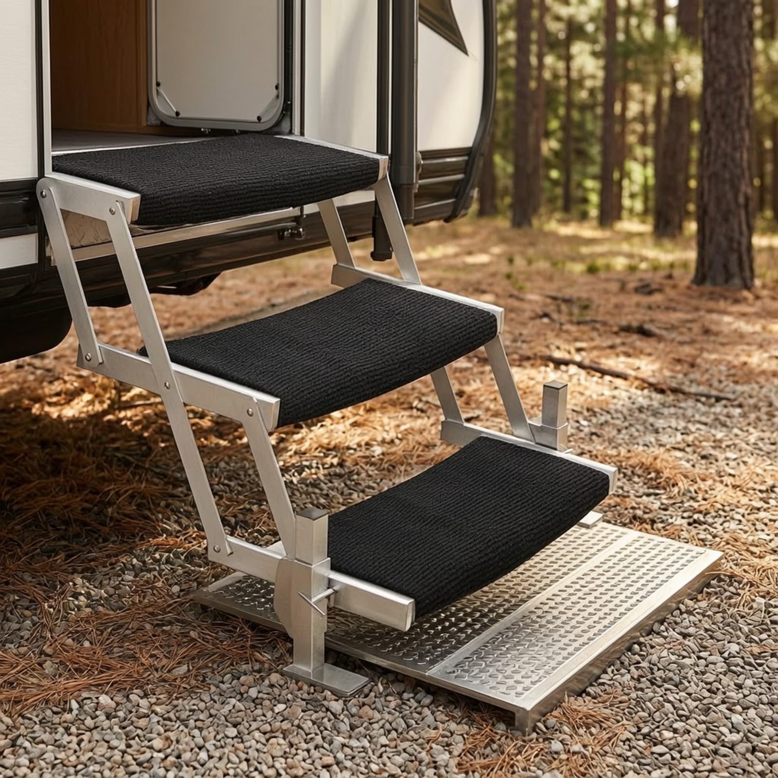 predolo 3 Stück Treppenmatte wärmeisolierend Trittstufen Teppich pflegeleicht Trittstufenmatte mit Schn für Outdoor-Abenteuer