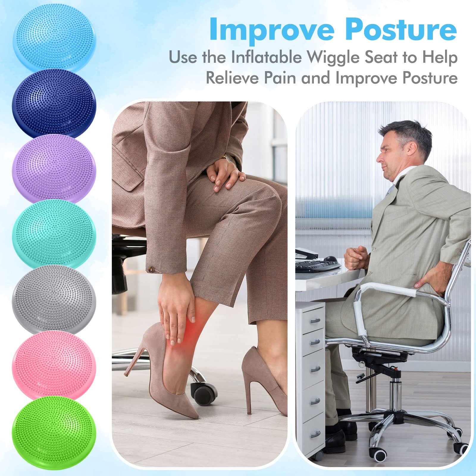 Meooeck 14 Pcs Flexible Seating for Classroom Wiggle Seat 13'' Wobble Cushion for Kids Inflated Stability Balance Disc Balance Pad with 2 Pcs Hand Pumps for Student Desk Chairs