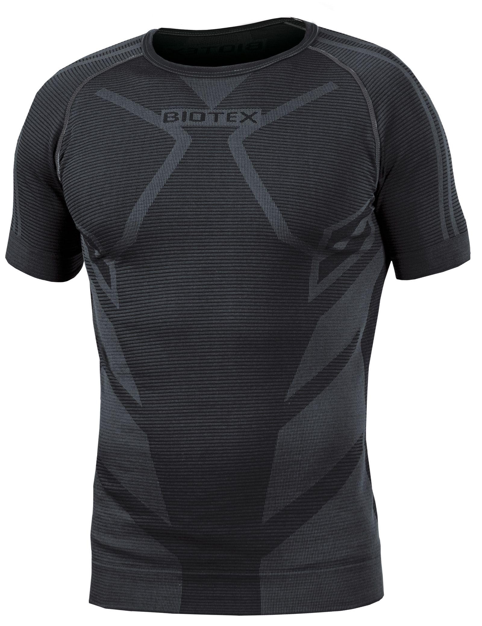 BIOTEX T-Shirt +Carbon da Uomo per Ciclismo e Running, Traspirante e Antibatterica, per L'Estate e per l'inverno