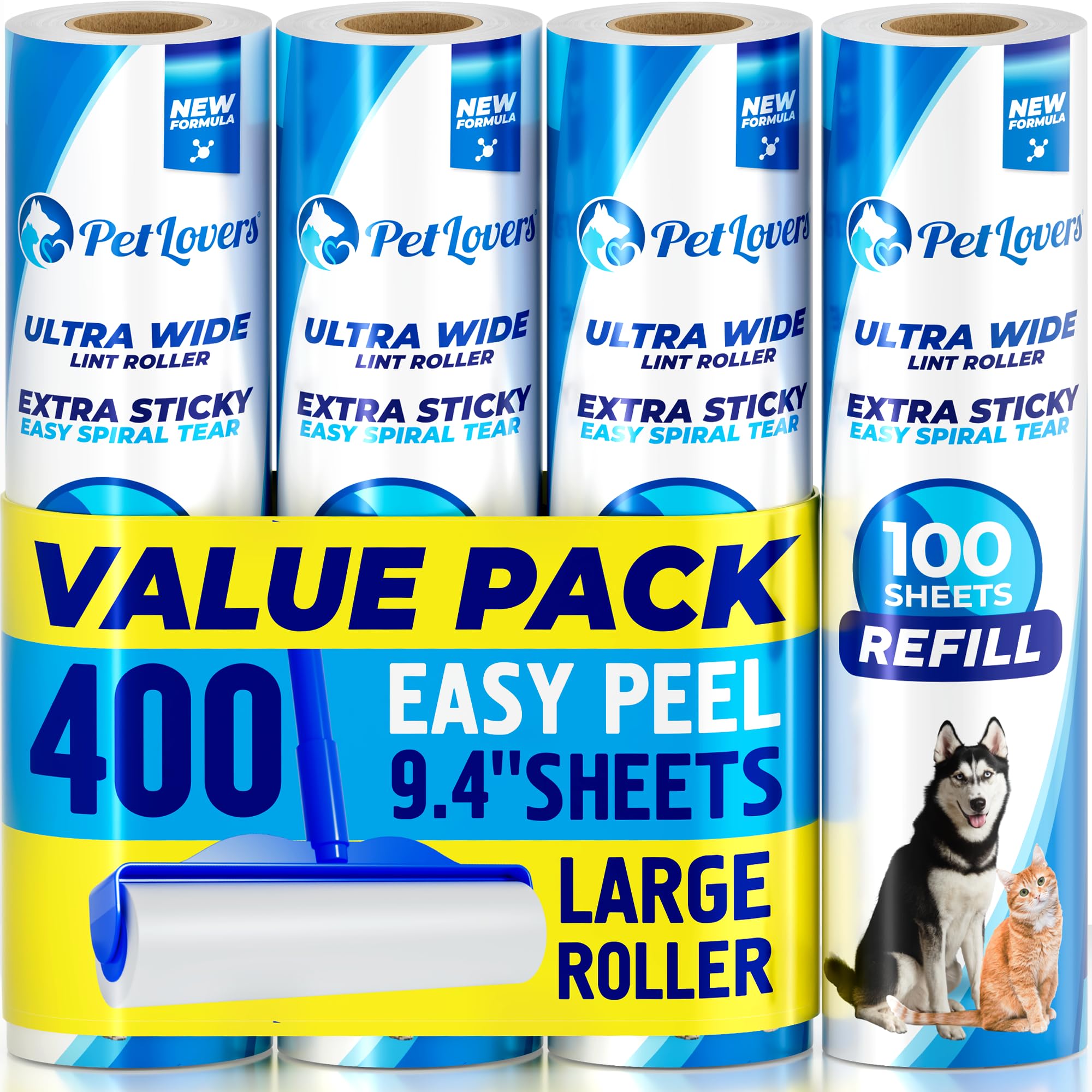 PetLovers Extra Roll of Adhesive Lint Set of 450 Sheets for Pet Hair Removal Lint Remover for Dogs and Cats Pack of 5 — view 26