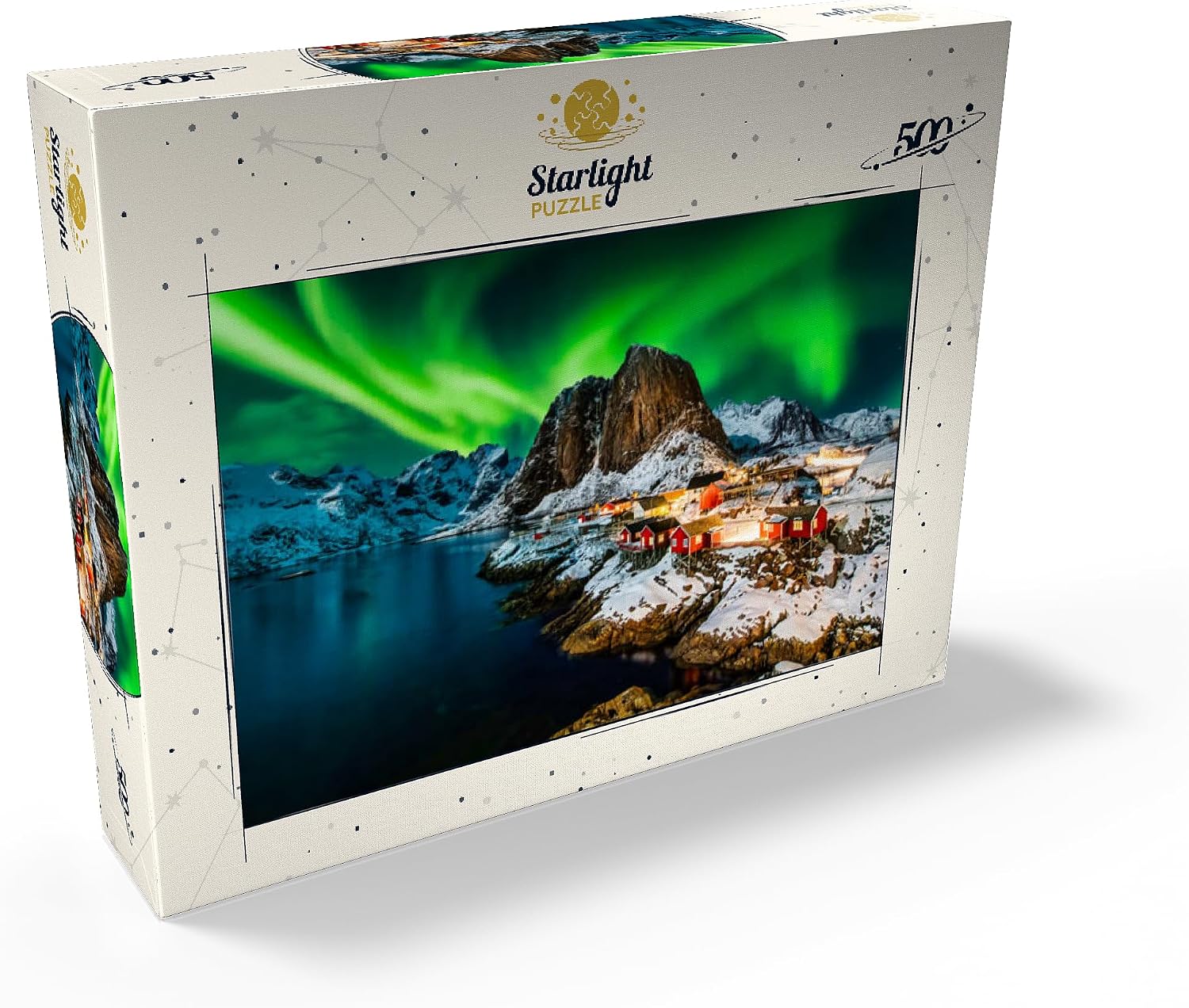 MyPuzzle Aurora Borealis Over Hamnoy in Norway - Premium 500 Piece Jigsaw Puzzle for Adults