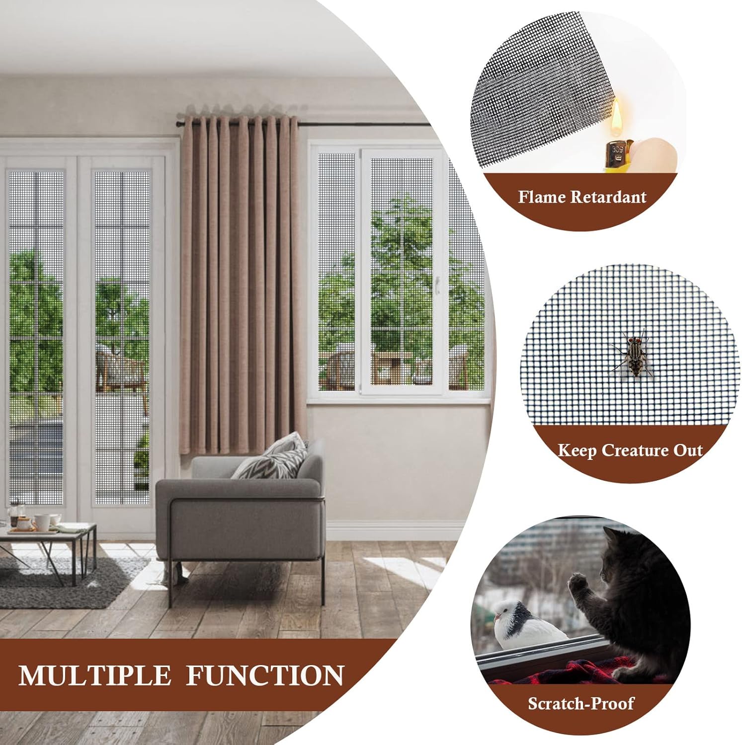 Buy comrity Comrity Window Screen Mesh,39''W x 59''L Durable Fiberglass