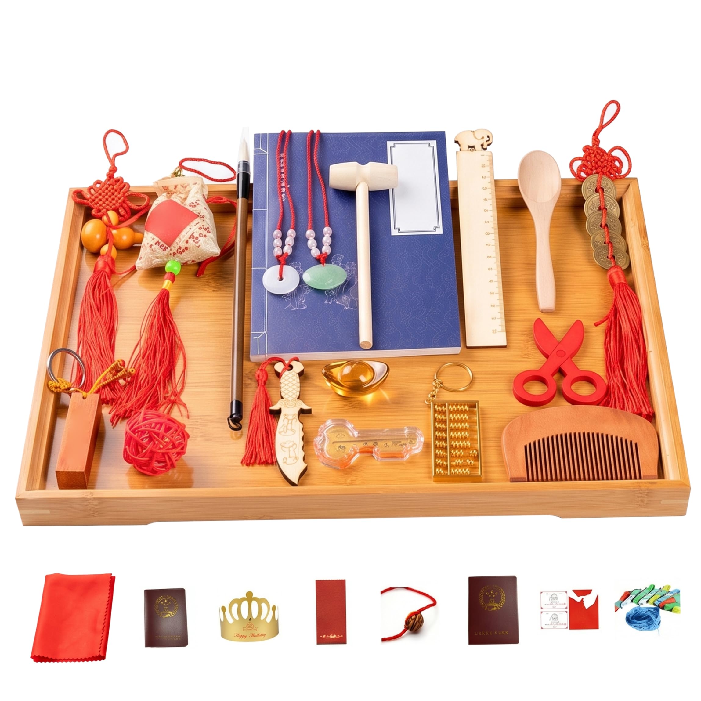 Juego de Doljabi de 26 Piezas Zhuazhou, Decoraciones de Primer cumpleaños de Diferentes Ocupaciones para niños y niñas, Rojo