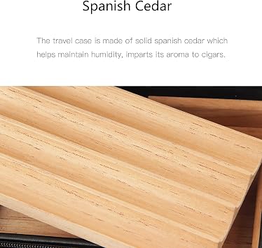 Cigar Travel Humidor, PU Leather Cigar Case, Cigar Cutter and Lighter Set (Brown)